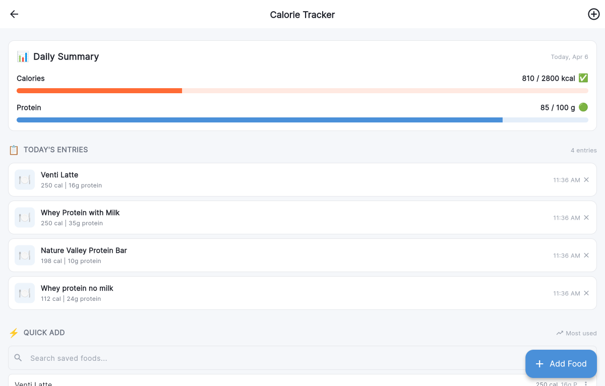 MilosPledge calorie tracker
